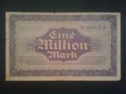 Банкнота 1923 г,  Один миллион марок банка Дрездена